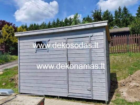 Medinis sandėliukas Practico įvairių dydžių, su malkine, pavėsine arba WC, tinkantis sodui ar sodybai
