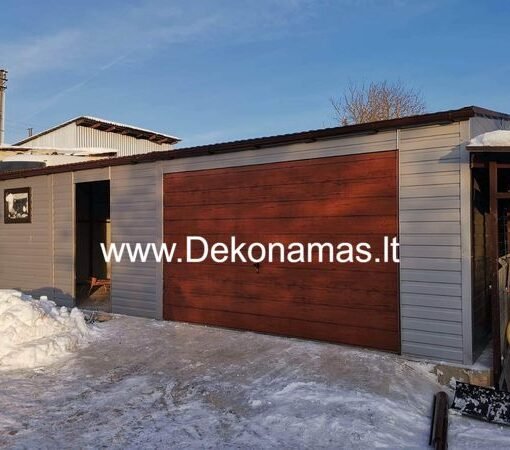 Pristatome mūsų pagamintą ir surinktą antracito (RAL 7016) MATINĖS spalvos garažą.11x6,0m