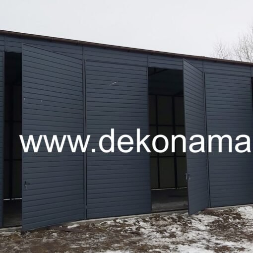 Skardinis angaras 12x6x4 m su dvišlaičiu stogu