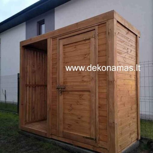 Medinis sandėliukas su malkine 1x2 m.