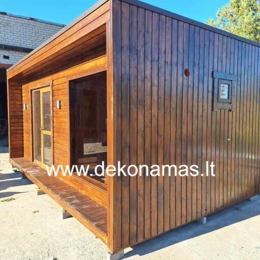 Karkasinė pilnai įrengta pirtis 3,4×6 m.