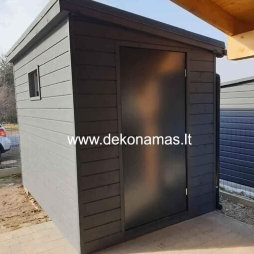 Sodo sandėliukas 1.5x2 m su metalinėmis durimis – surenkamas vietoje