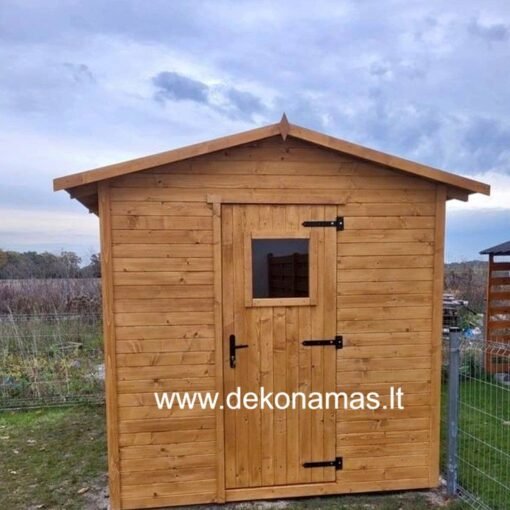 Karkasinis medinis sandėliukas 200x250 cm su grindimis, pasirinktinai impregnuota spalva.