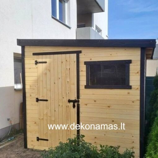 Vienslaitis medinis sandėliukas 200x250 cm su grindimis, impregnuota medžio spalva pasirinkimui.