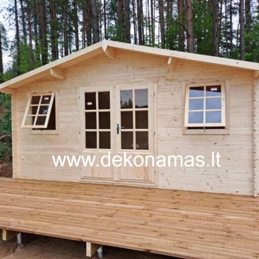 Medinis sodo namelis 4.6x4 m. 28 mm.