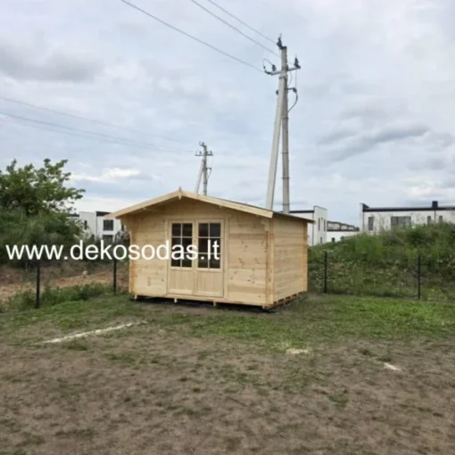 Medinis sandėliukas su dvivėrėm durim "Delis* 4x3 m. 33 mm.