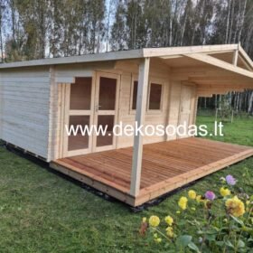 Medinis sodo namelis 6x3 m. plius 2 metrai pastoge