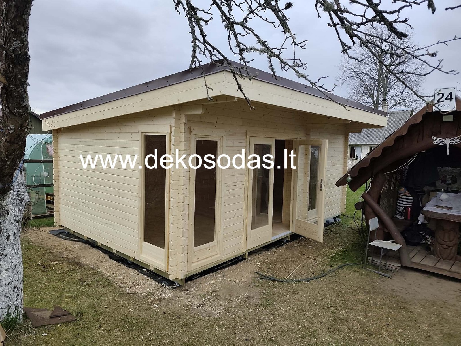 Namelis „Vitra 580“ – medinis sodo namelis su vitrininiais langais, 2 kambariais, 580 × 390 cm - Image 21