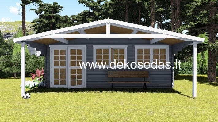 „Medinis sodo namelis 36 m² su terasa – ekologiškas ir praktiškas pasirinkimas poilsiui“