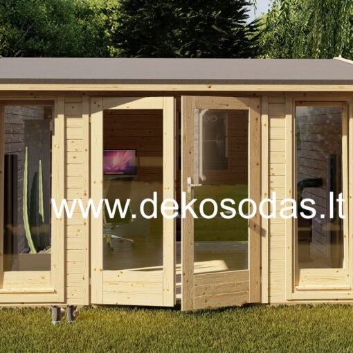Medinis sodo namelis Solano, 40 mm, 390 x 390 cm