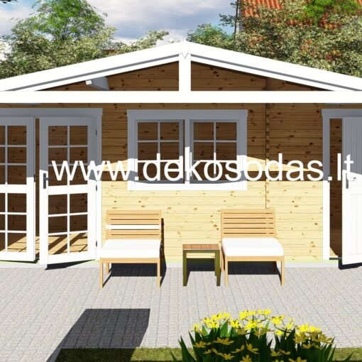 Medinis sodo namelis  Terrado, 40 mm, 600 x 300 cm plius pastogė