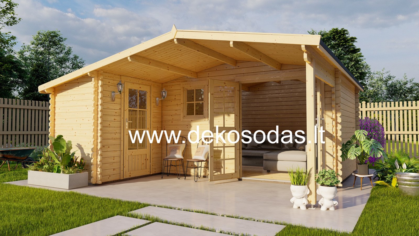 Medinis sodo namelis Nordis, 28 mm, 510 x 480/298 cm - Image 4