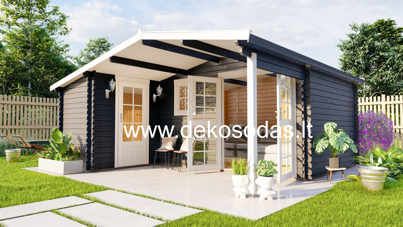 Medinis sodo namelis Nordis, 28 mm, 510 x 480/298 cm