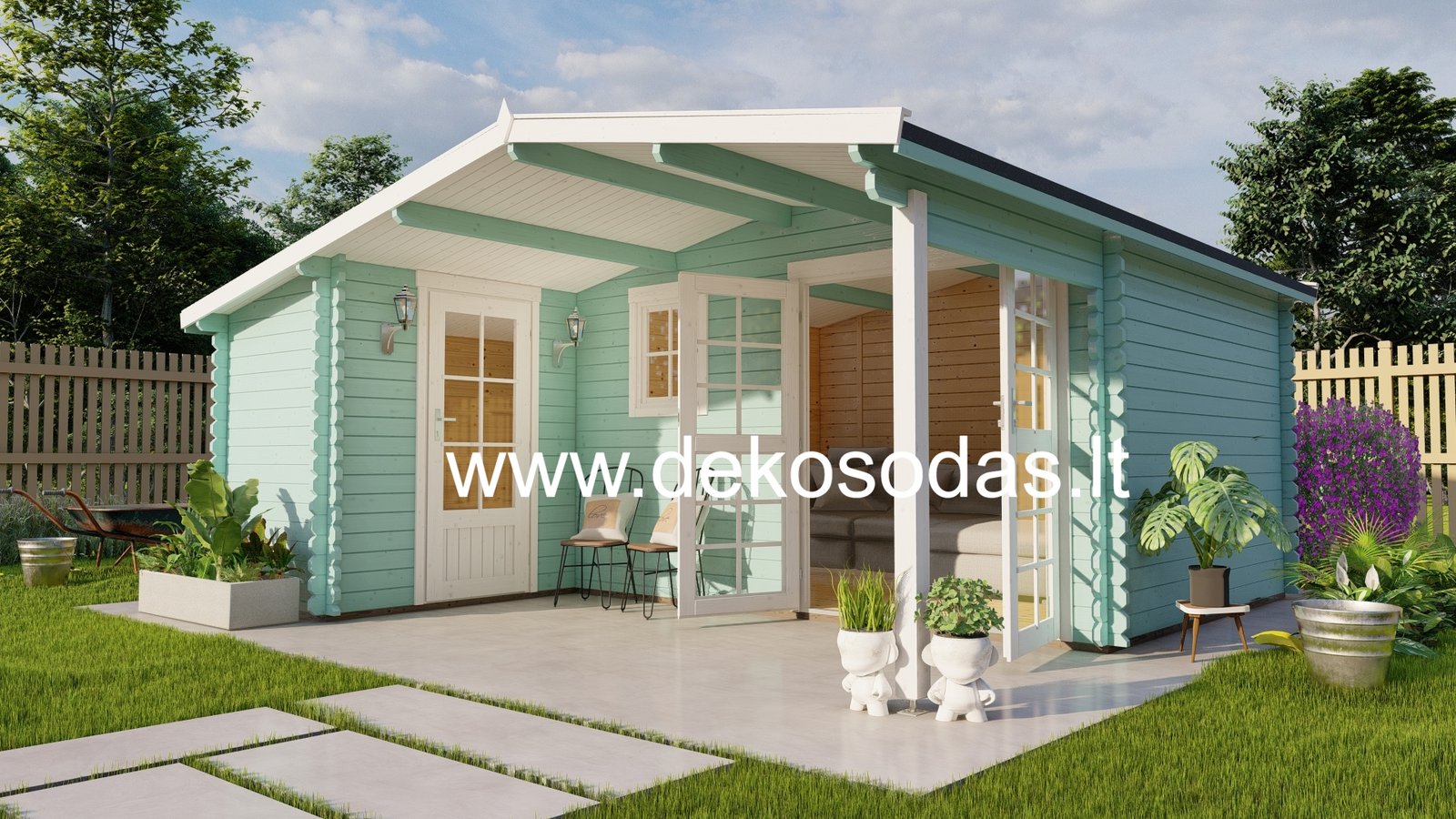 Medinis sodo namelis Nordis, 28 mm, 510 x 480/298 cm - Image 2