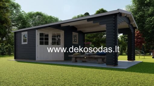 Sodo namelis su terasa Montis, 40 mm, 390 x 390 cm + 390 x 390 cm