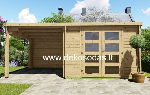 Sodo namelis su terasa Viano, 28 mm, 380 x 250 cm + terasa 380 x 250 cm