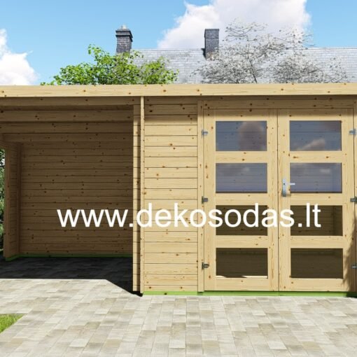 Sodo namelis su terasa Viano, 28 mm, 298 × 240 + 240 cm
