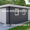 Vienšlaitis medinis garažas iš sienojų 390x580 cm su durimis ir langais, pastatytas be leidimo sodyboje