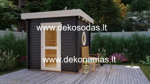 Medinė pirtis Compact Spa, 45 mm sienų storis, 240 x 240 cm, su grindimis ir ISO Glass langais