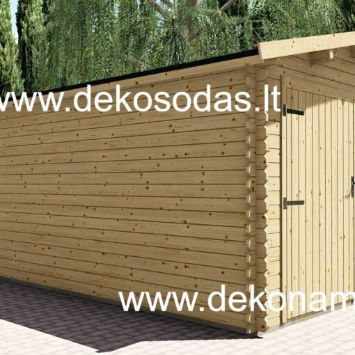 Medinis garažas „Drevis“ 330x510 cm (28 mm) – tvirtas sprendimas be leidimo