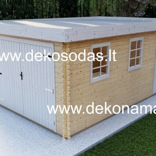 Medinis garažas „Nauris“ 28 mm., 308 x 492 cm– kompaktiškas ir stilingas sprendimas Jūsų automobiliui ar sandėliavimui