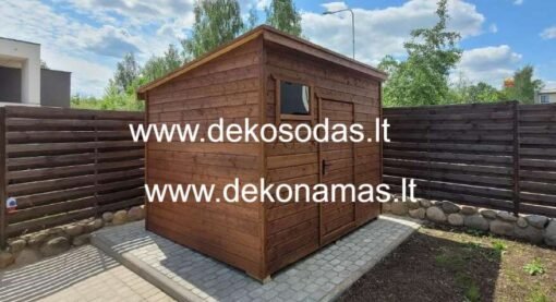Sandėliukas sodui Practico – medinis, įvairių dydžių, su papildomomis opcijomis