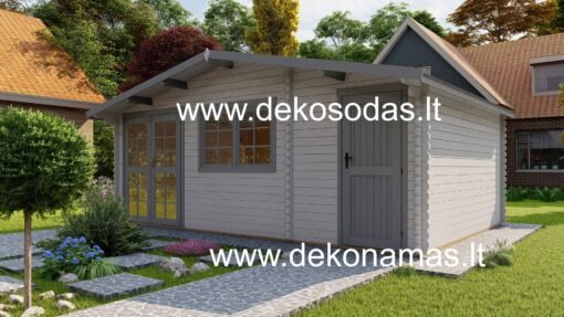 Medinis sodo namelis Minero 40 mm, 600×400 cm