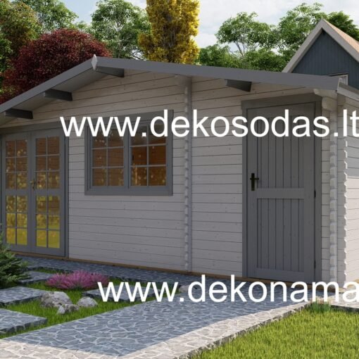 Medinis sodo namelis Minero 40 mm, 600×400 cm