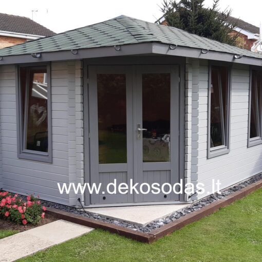 Kampinis sodo namelis 450×300 – arbatos ir poilsio kampinė pavėsinė