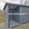 Medinė malkinė ir sandėliukas 3.5×2 m lauko erdvėms, konteinerių talpykla ir malkoms laikyti