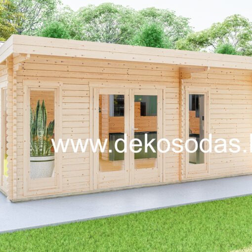 Mindren dviejų patalpų sodo namelio planas ir matmenys