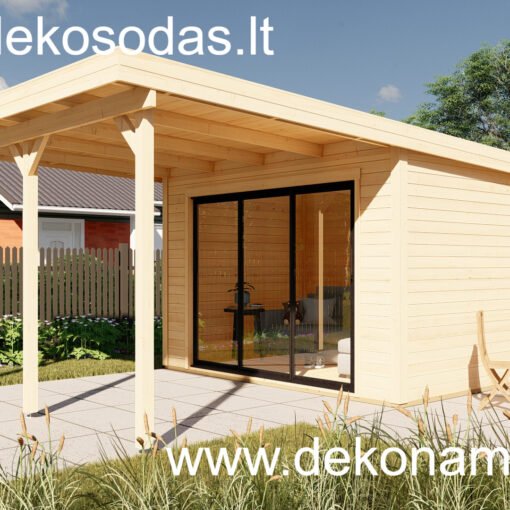 Medinis sodo namelis LIFER 360×365+280 cm | su stogine