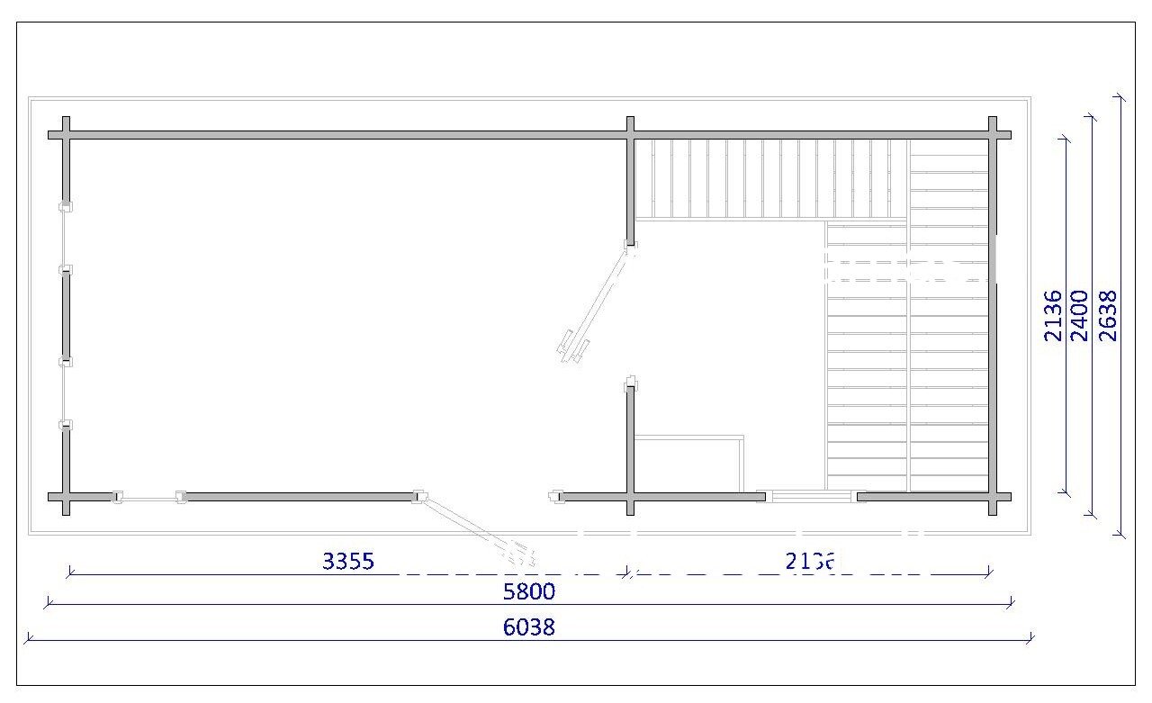 Pirtis „Edenberg“ – 580 × 240 cm, 45 mm sienojai su dviem patalpomis ir prieškambariu - Image 9