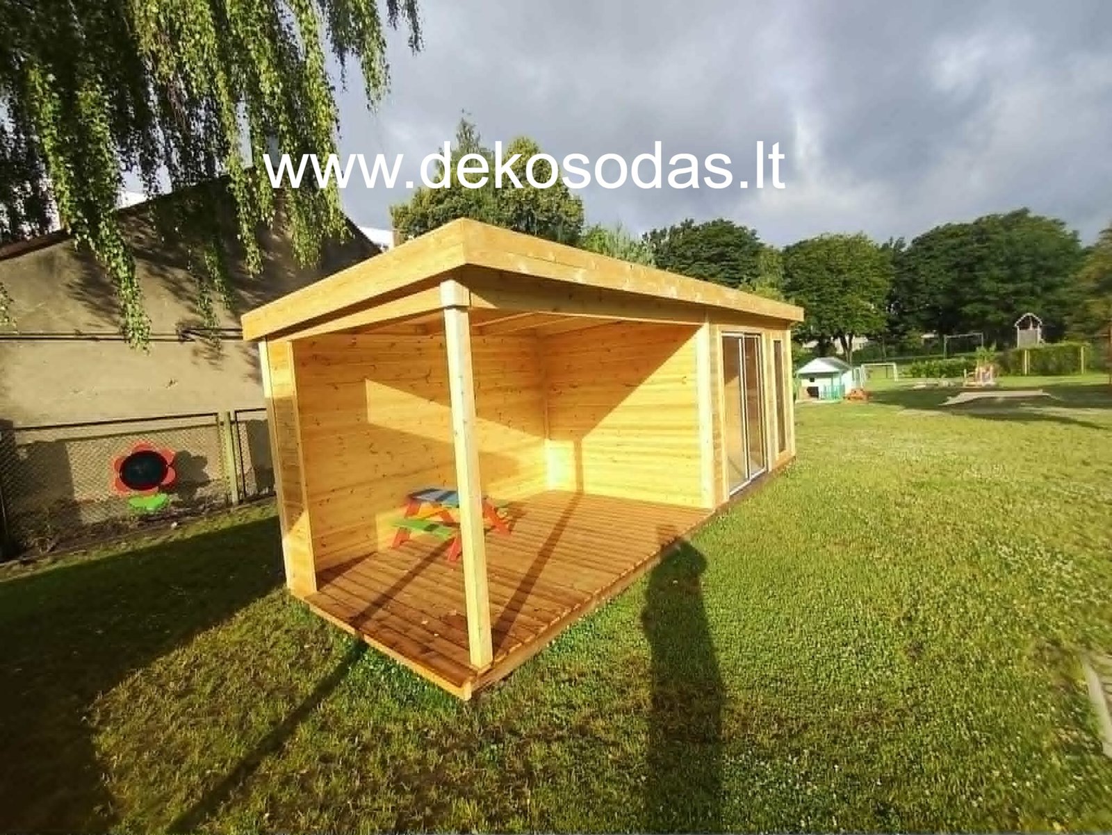 Medinis sodo namelis su stogine FERBANE 360x240 + 280 cm, sienų storis 28 mm - Image 5