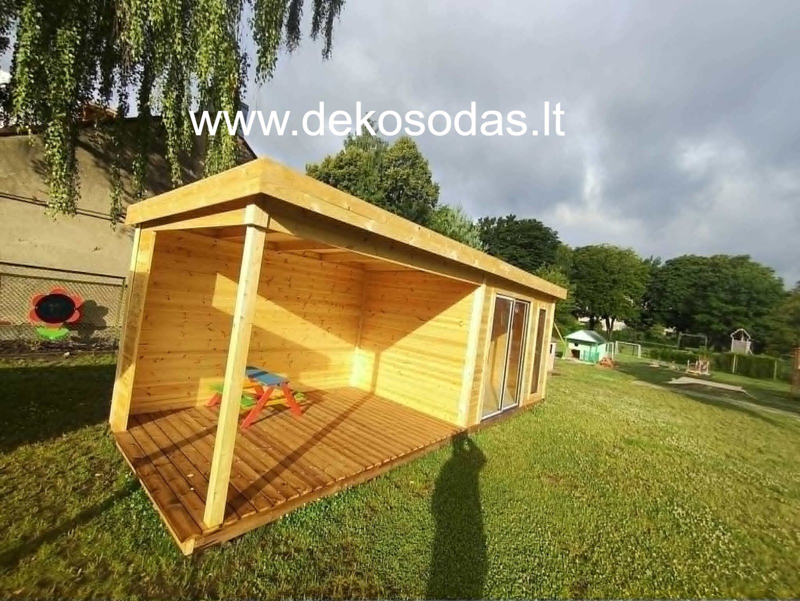 Medinis sodo namelis su stogine FERBANE 360x240 + 280 cm, sienų storis 28 mm - Image 6