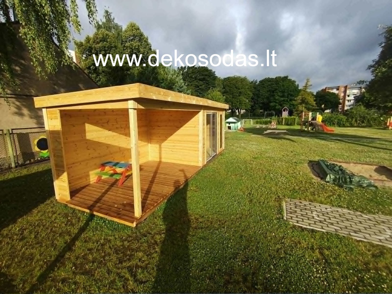 Medinis sodo namelis su stogine FERBANE 360x240 + 280 cm, sienų storis 28 mm - Image 7
