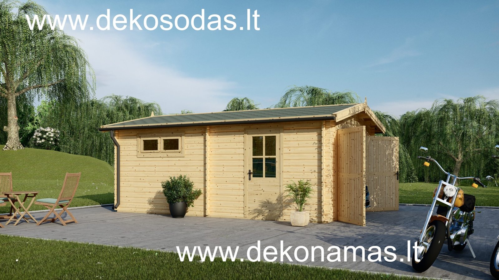 Medinis garažas MURSTE 5.95x3.95 m, sienų storis 44 mm - Image 4