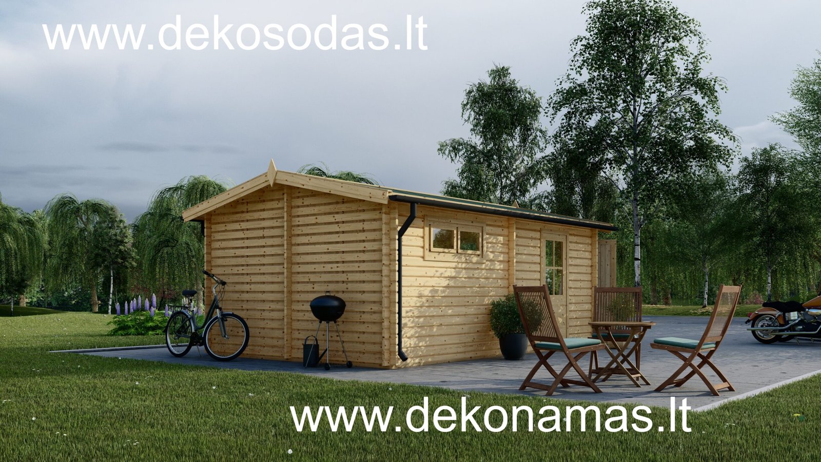 Medinis garažas MURSTE 5.95x3.95 m, sienų storis 44 mm - Image 5