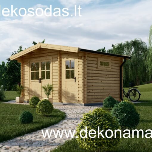 Medinis sodo namelis CORNE 440x295 cm, 66 mm sienų storio