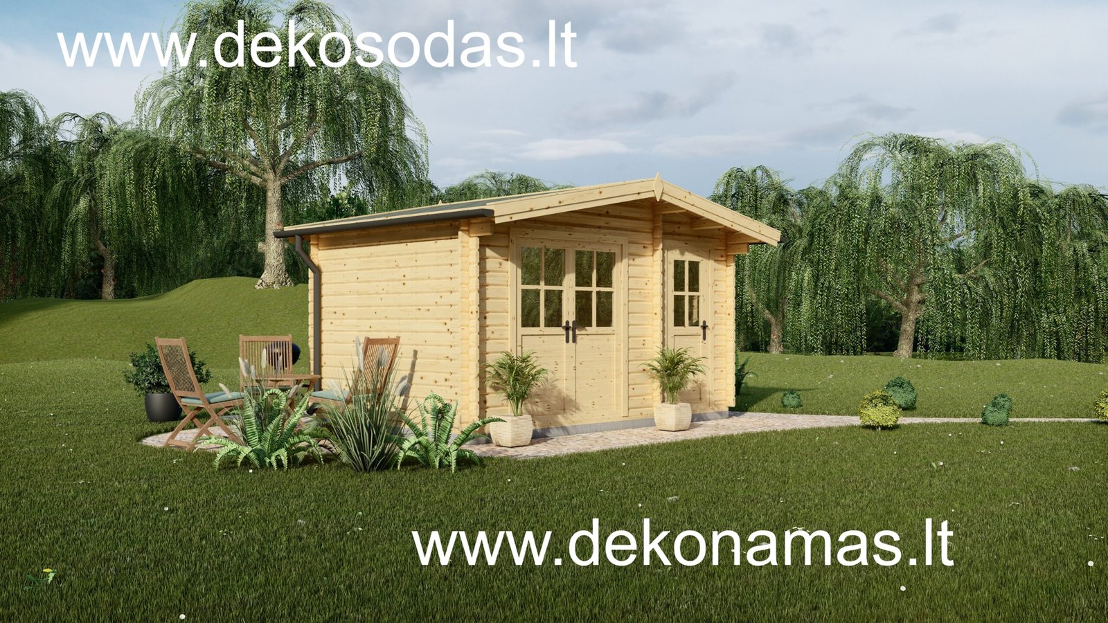 Medinis sodo namelis CORNE 440x295 cm, 66 mm sienų storio - Image 4