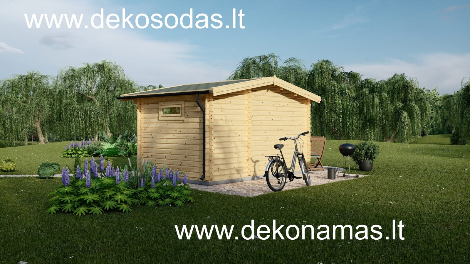 Medinis sodo namelis CORNE 440x295 cm, 66 mm sienų storio - Image 5