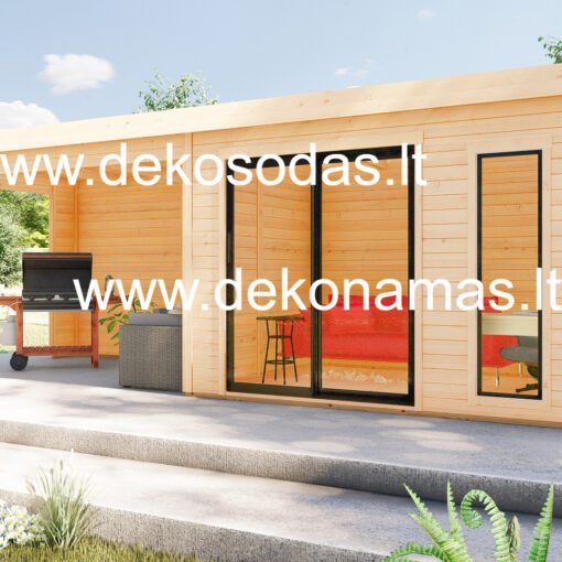 Medinis sodo namelis FERBANE 360x240 cm su 280 cm stogine, 28 mm sienų storio