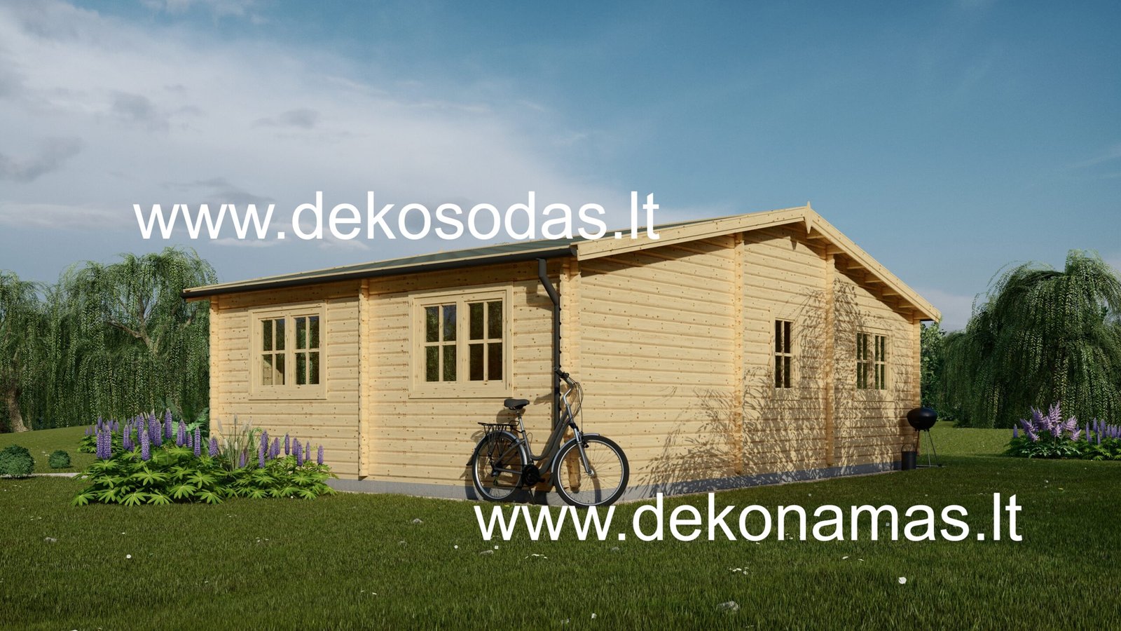 Medinis sodo namelis FRONTEMO 9x5.95 m 44 mm. su priestatu ir terasa - Image 5