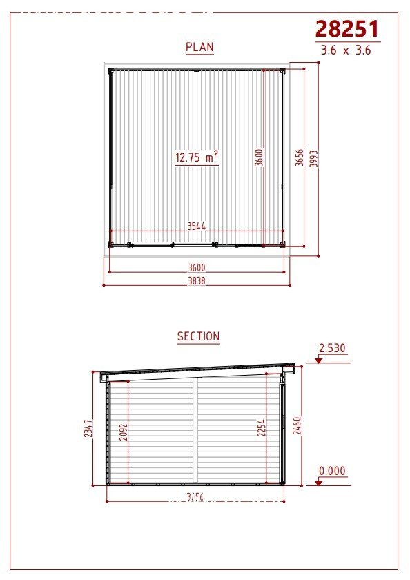 Medinis sodo namelis Kenis 360x360 cm, 28 mm storio sienos, su stumdomomis aliuminio durimis ir langu