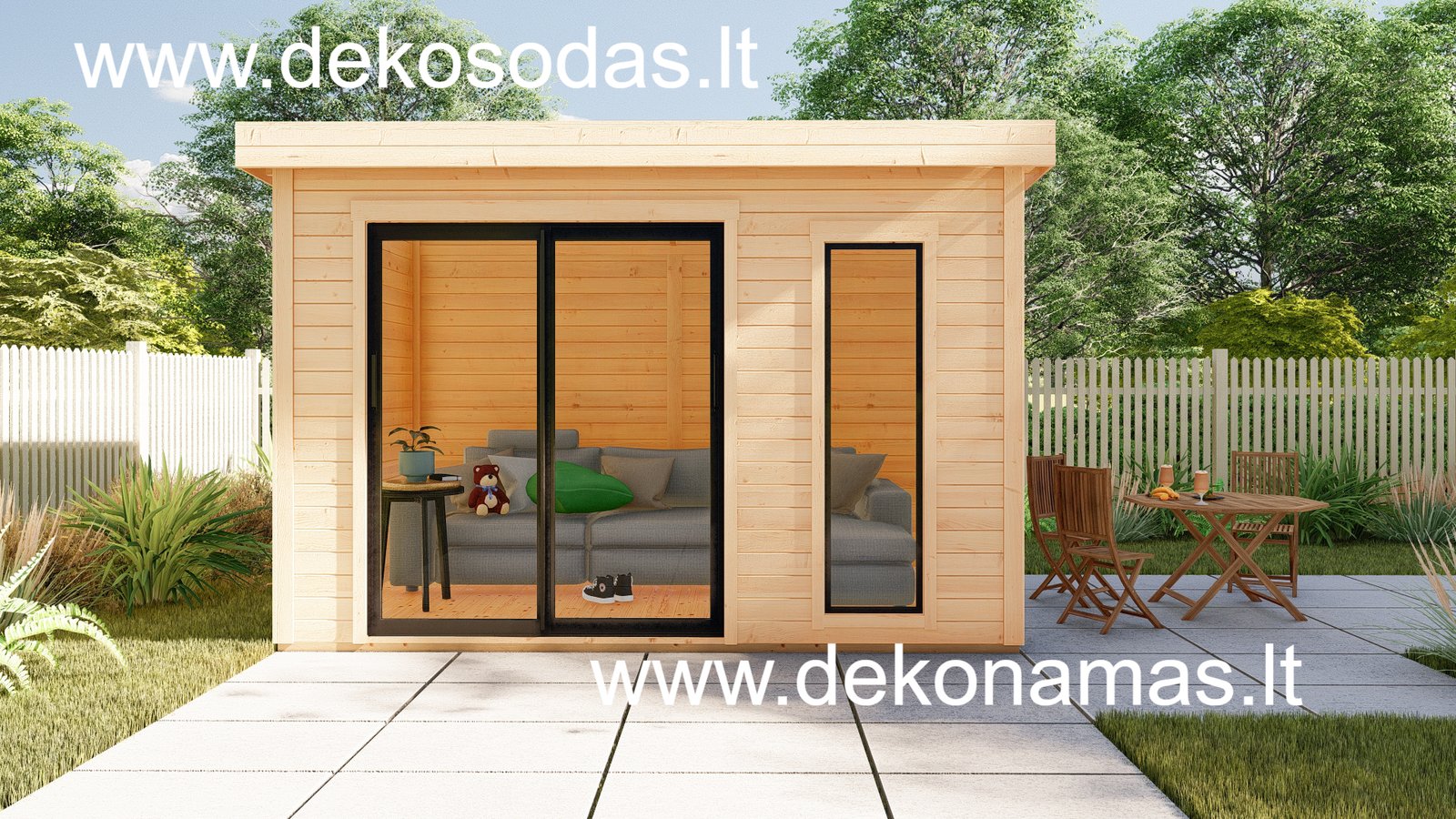 Medinis sodo namelis Kenis 360x360 cm, 28 mm sienų storis - Image 2