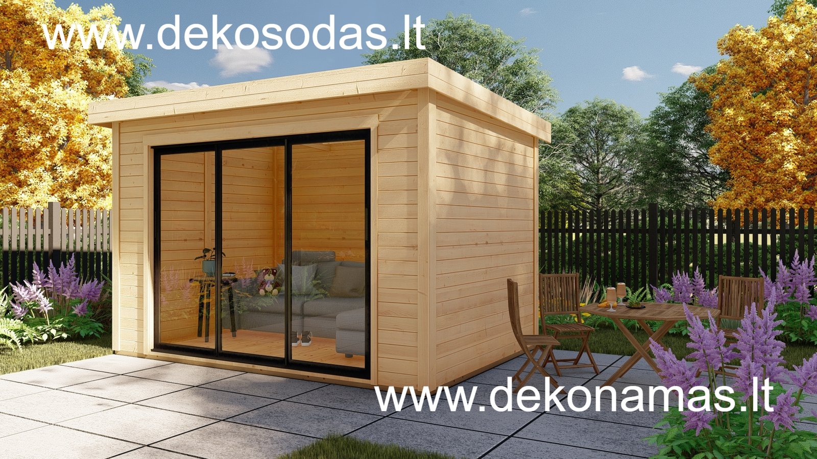 Medinis sodo namelis NOTERO 360x245 cm, 28 mm sienų storio - Image 8