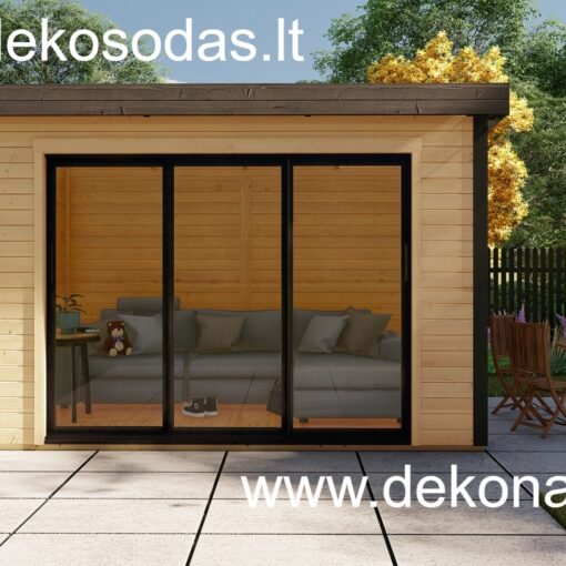Medinis sodo namelis NOTERO 360x245 cm, su stumdomomis aliuminio durimis