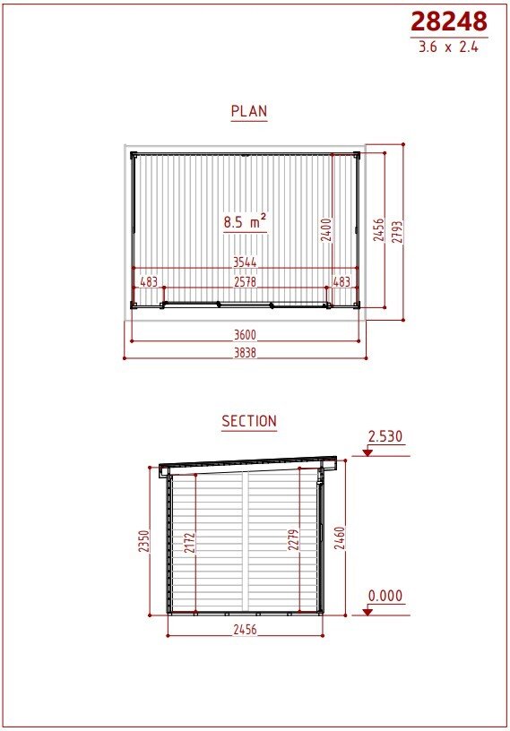 Medinis sodo namelis NOTERO 360x245 cm, 28 mm sienų storio - Image 10
