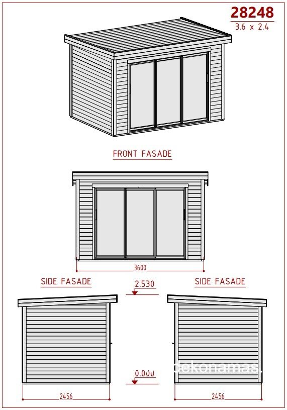 Medinis sodo namelis NOTERO 360x245 cm, 28 mm sienų storio - Image 11