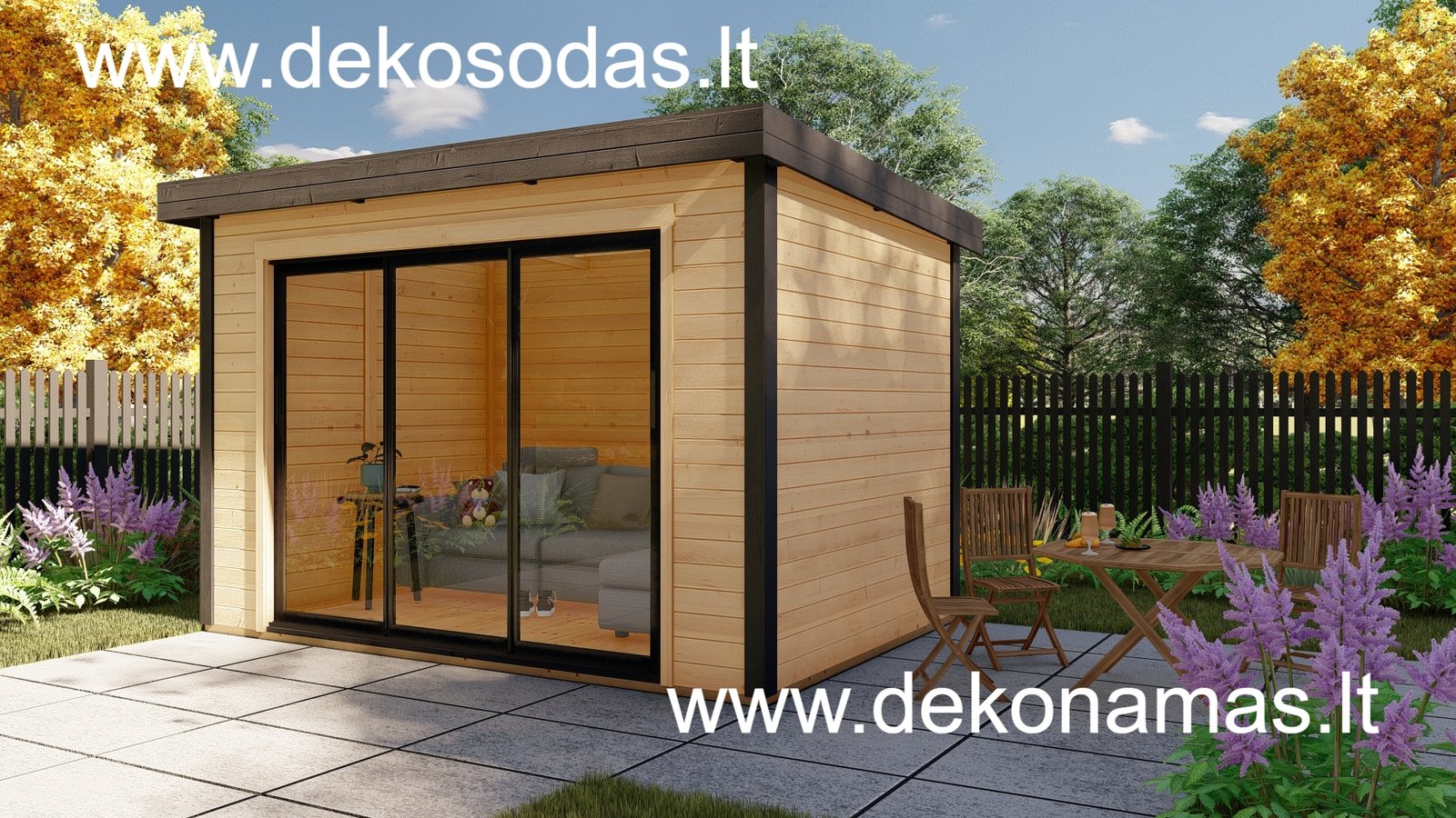 Medinis sodo namelis NOTERO 360x245 cm, 28 mm sienų storio - Image 5